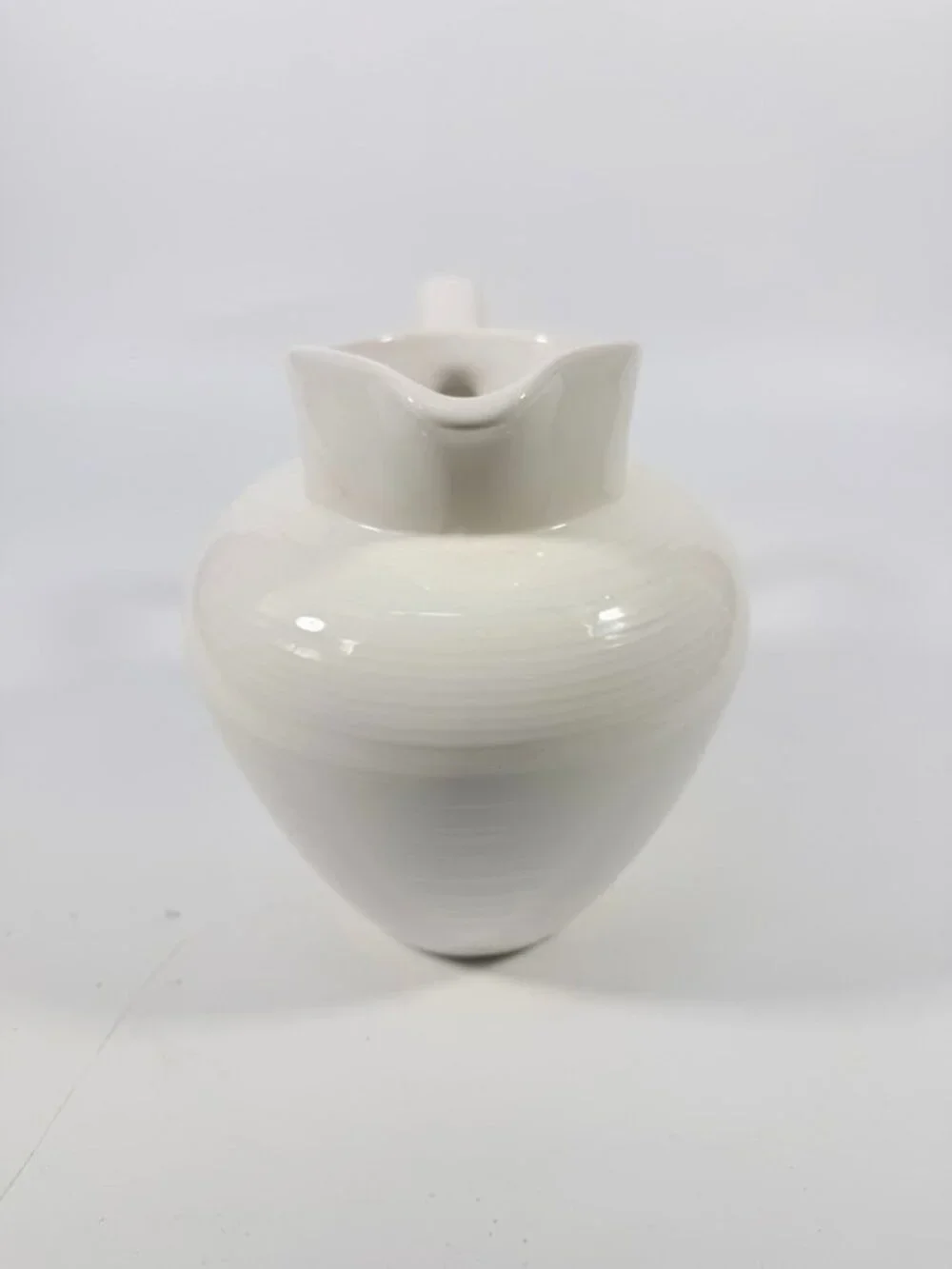 Ironstone Ceramic Pitcher White Ribbed Beehive Fapor Portugal Textured Stoneware - Picture 12 of 16